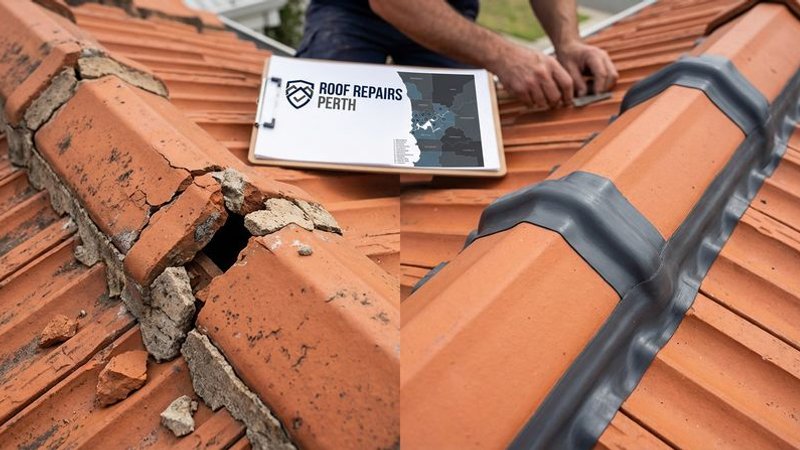 Close-up comparison of cracked traditional cement mortar versus intact flexible pointing compound