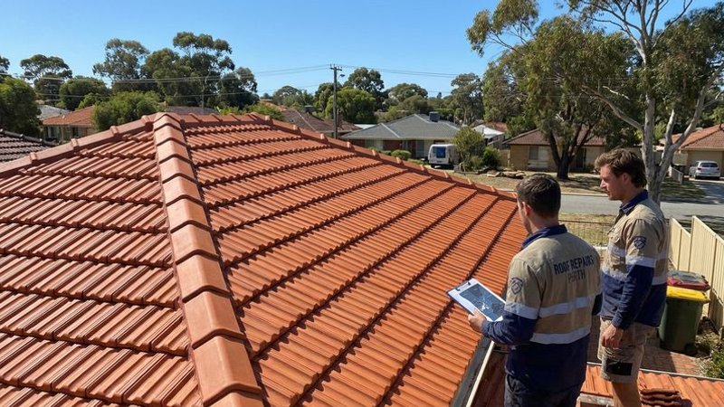 Completed tile replacement on a Perth roof showing seamless integration of new tiles with the existing roofline and colour